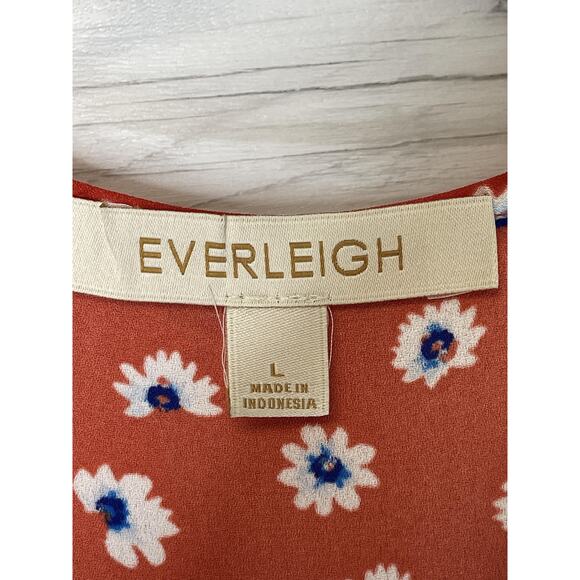 Everleigh Blouse Womens Large Red Floral Daisy Print Sleeveless Tank Top Flowy - Picture 5 of 7